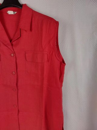 Camicia Smanicata Lino Rossa