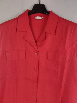 Camicia Smanicata Lino Rossa