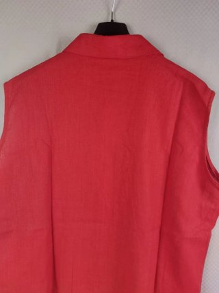 Camicia Smanicata Lino Rossa