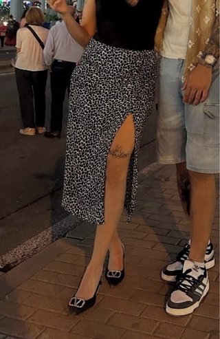 Falda Larga Estampado Leopardo Camisa  Top blanco