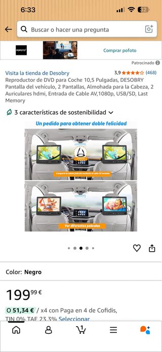 Reproductor DVD Coche DESOBRY 10.5 Pantallas