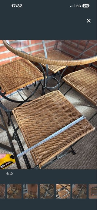 Conjunto Terraza Mesa Cristal y 4 Sillas