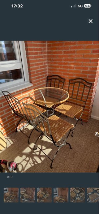 Conjunto Terraza Mesa Cristal y 4 Sillas