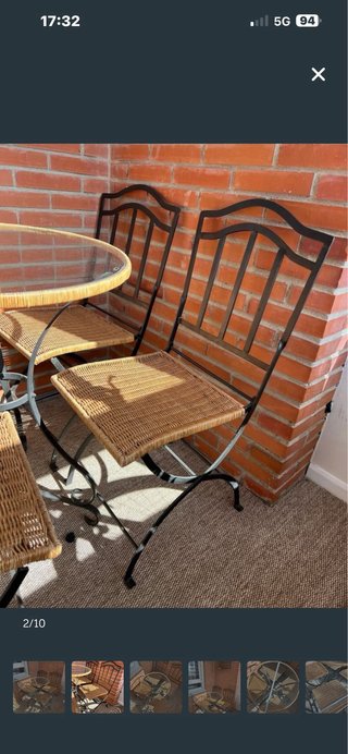 Conjunto Terraza Mesa Cristal y 4 Sillas