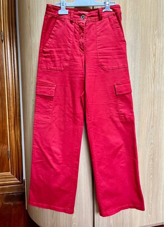 Pantalones rectos rojos, talla XS, Bocool