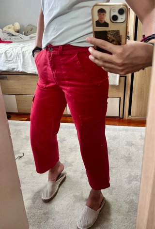 Pantalones rectos rojos, talla XS, Bocool