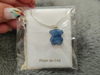 Colgante Oso Plata Azul