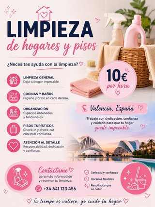 Limpieza de hogares y apartamentos – 10€/hora