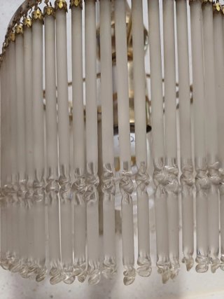 Lampada da Soffitto Vintage in Cristallo Dorato