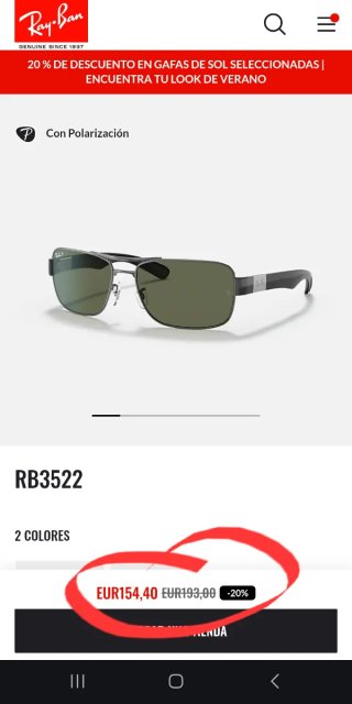Gafas de sol Ray-Ban Aviator Plata/Negro