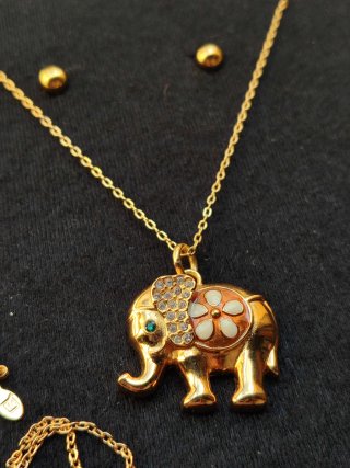 Conjunto collar elefante y pendientes