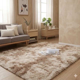 Alfombra súper suave beige poliéster