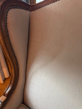 Sillón orejero vintage tela madera