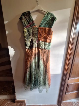 Vestido Derhy T M Verde Naranja