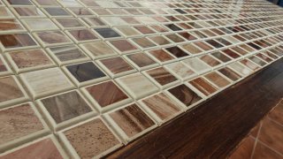 Mesa centro rústica madera maciza mosaico