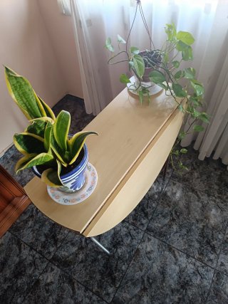 Mesa redonda extensible madera y metal