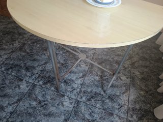 Mesa redonda extensible madera y metal