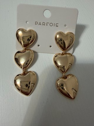 Pendientes Parfois Corazón Dorados Sin Estrenar