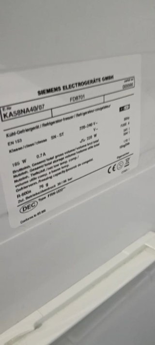 NEVERA AMERICANA SIEMENS NO FROST ENERGÍA A+