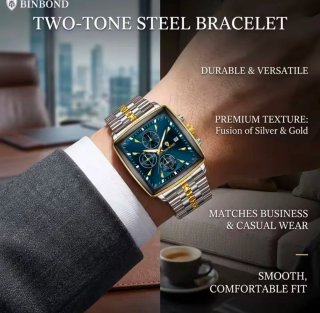 Reloj BINBOND Hombre Dorado y Plateado