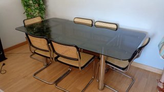 Mesa comedor cristal y 6 sillas Cesca.