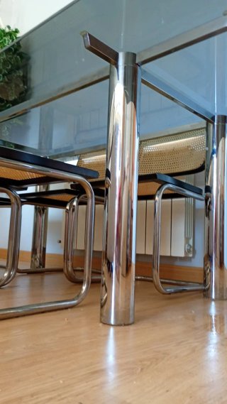 Mesa comedor cristal y 6 sillas Cesca.
