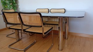 Mesa comedor cristal y 6 sillas Cesca.