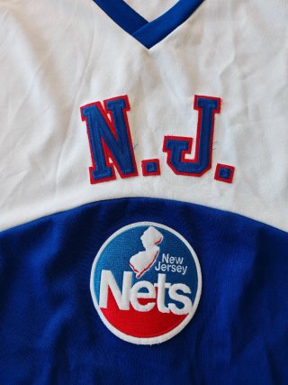 Majestic Nets jersey L bianco blu top - vintage