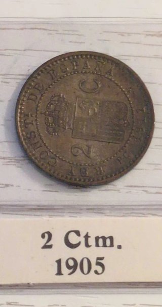 Lote 5 monedas 2 céntimos