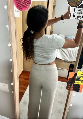Pantalones anchos color crema (invierno)