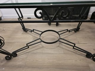 Mesa de forja con tapa de cristal