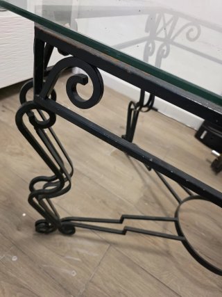 Mesa de forja con tapa de cristal