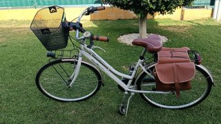 Bicicleta Paseo Blanca con Cesta y Alforjas