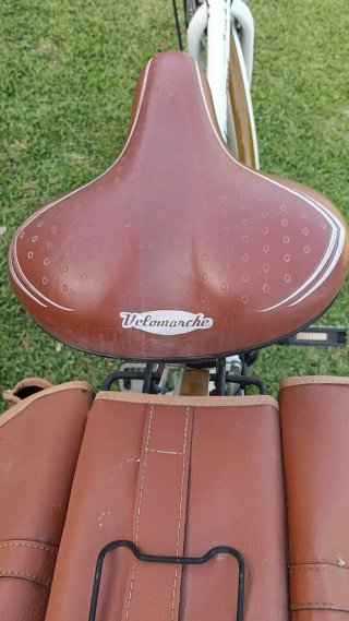 Bicicleta Paseo Blanca con Cesta y Alforjas