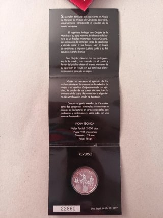 1997 Cartera FNMT, Moneda 2000 Ptas. "EL QUIJOTE"