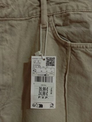 Pantalón vaquero Mango beige XL
