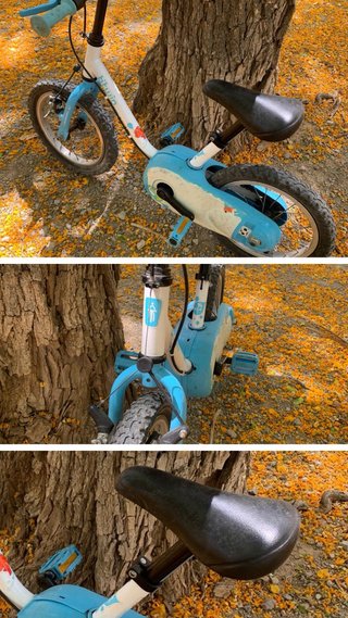 Bicicleta infantil B'Twin 14 azul y blanca