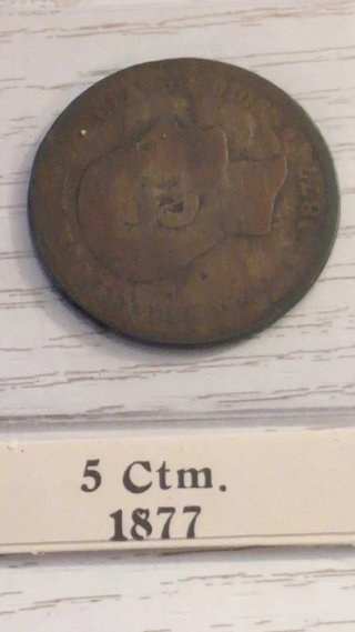 Lote 4 monedas 5 ctmos 1870-1879