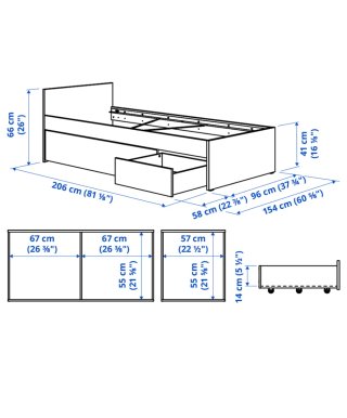 Estructura Cama VIHALS 2 Cajones Blanca