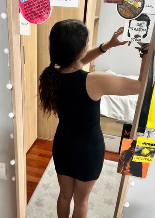Vestido negro corto ajustado, talla XS, Bershka