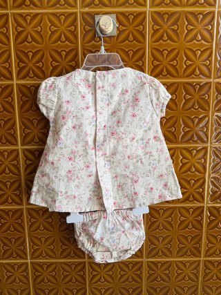 Conjunto bebe vestido y ranita flores