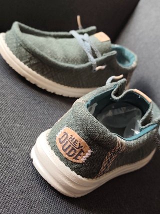 Zapatos náuticos lona verde talla 41