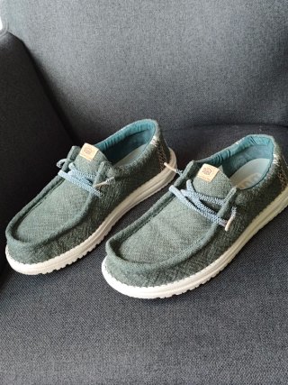 Zapatos náuticos lona verde talla 41