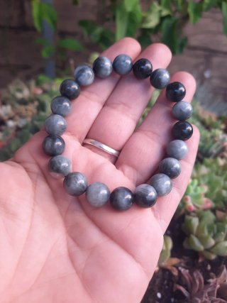 Pulsera Ojo de Halcón y Piedra Luna Melocotón