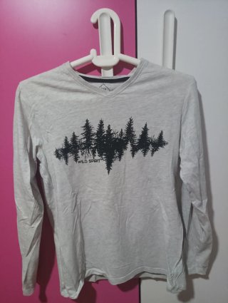 Camiseta pijama manga larga gris