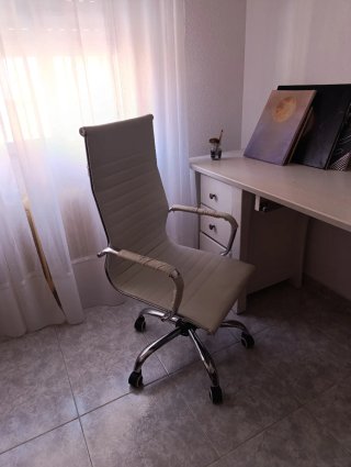 Sedia da ufficio bianca e argentata