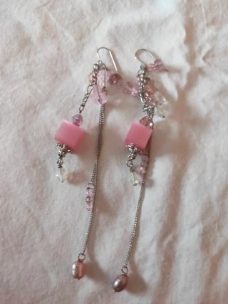 Lote 3 pares pendientes largos piedras