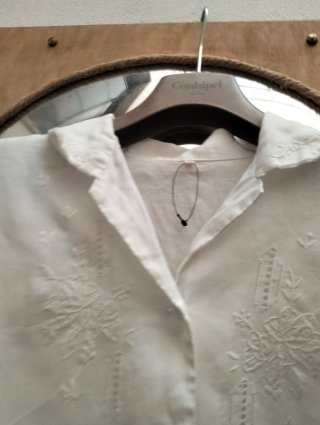 Camicia Lino Ricamata Conbipel Bianca
