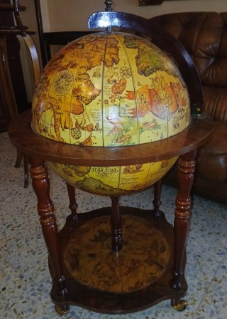 Mueble Bar Globo Terráqueo Vintage Madera
