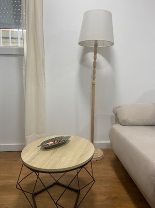 Mesa auxiliar redonda madera y metal